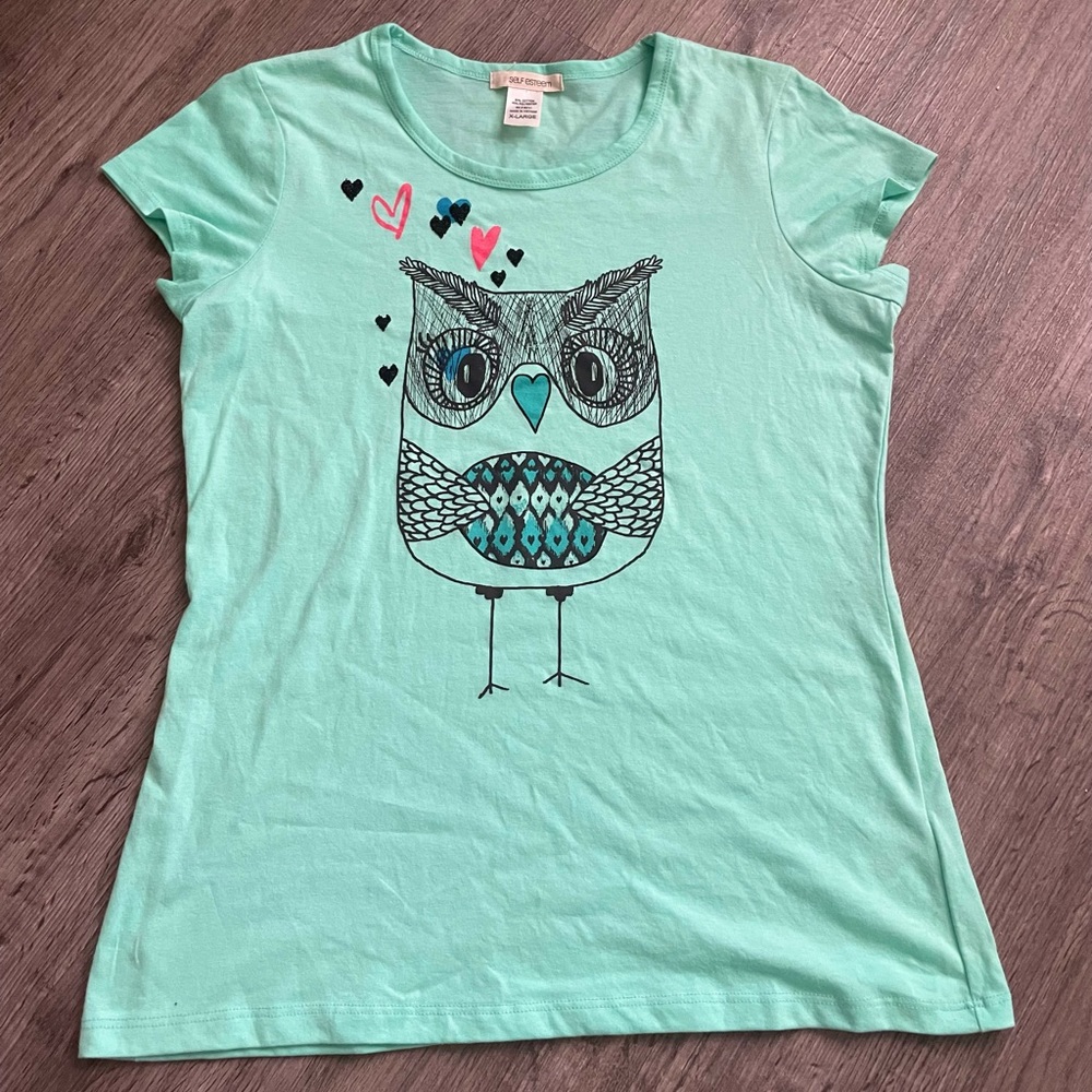 Turquoise owl shirt